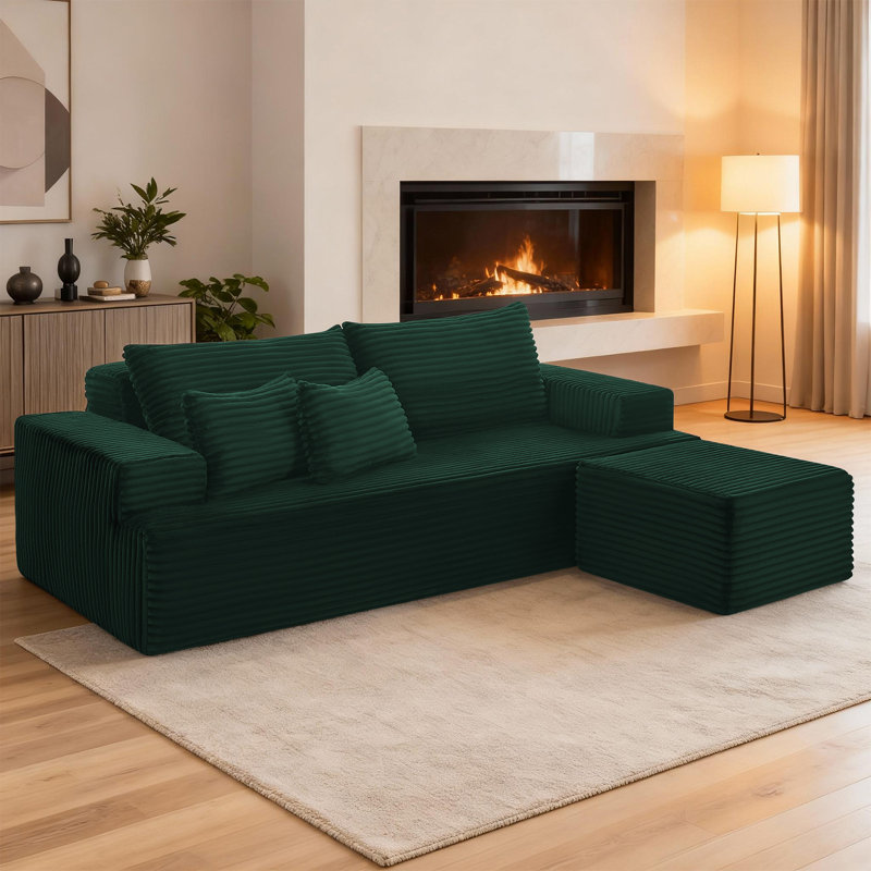 83.5'' Wide Comfy Cloud Couch Boneless Sectional Modern Sofa in a Box,Loveseat Sofa With Ottoman Sectional Couches for Living Room, Bedroom, Office, No Assembly Required