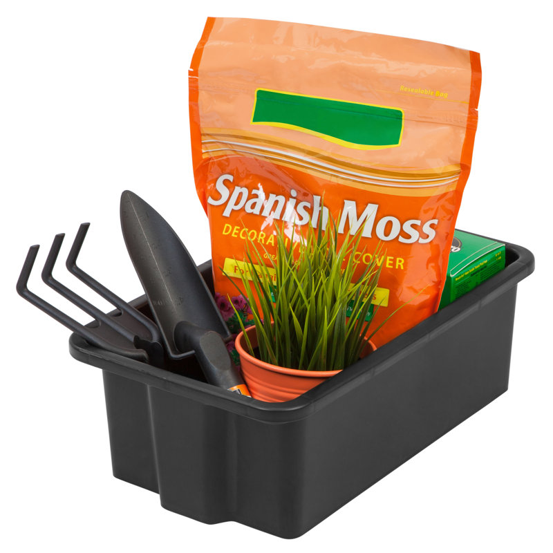 Black Matte Plastic Stacking Storage Trays, Set of 4