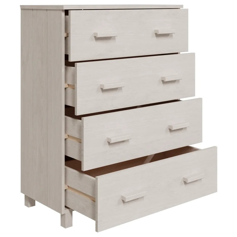 Ebern Designs Solid Pine Wood Sideboard, White