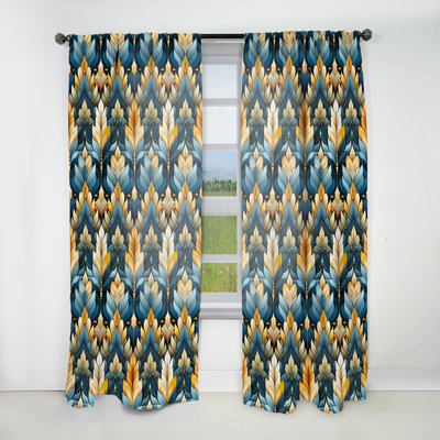 Motif à chevrons or et bleu Splendor - Rideau à chevrons - Rideau obscurcissant - 1 panneaux