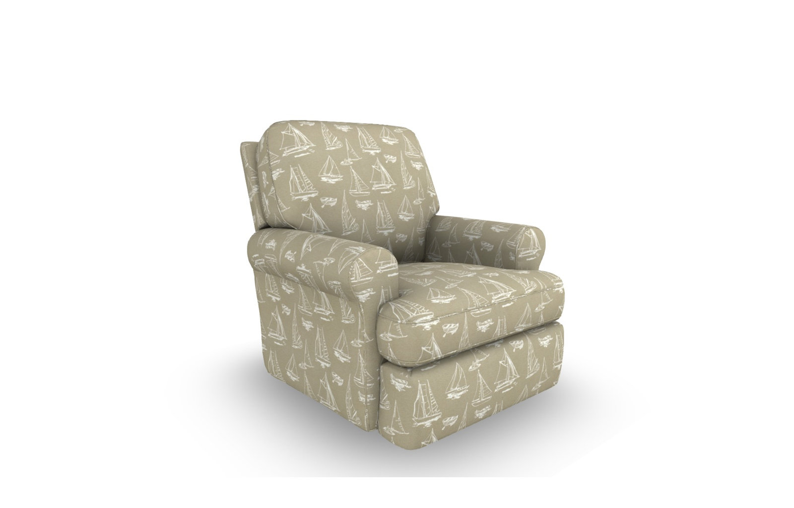 Aubry Upholstered Swivel Reclining Glider, Below Deck Linen Nautical Performance
