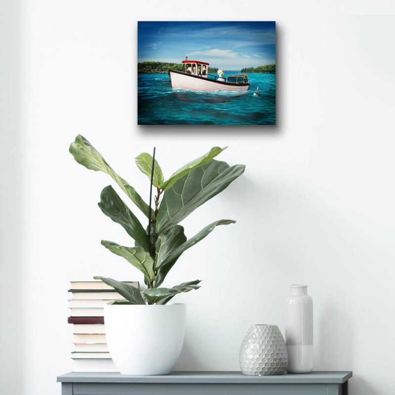  «Lobster Fishing» par John Hovenstine, art mural en verre acrylique, 16 po x 12 po