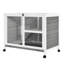 Cage à lapin compacte avec roues transportables - Imperméable, roues intérieures grises, bureau et table d'appoint. Bois imperméable pour 1 ou 2 lapins nains. 36 po x 21 po x 28,75 po. Mouvement simple