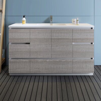 59.3'' Free-standing Modern Single Bathroom Vanity with Acrylic Vanity Top -  Fresca, FCB9360HA-S-I