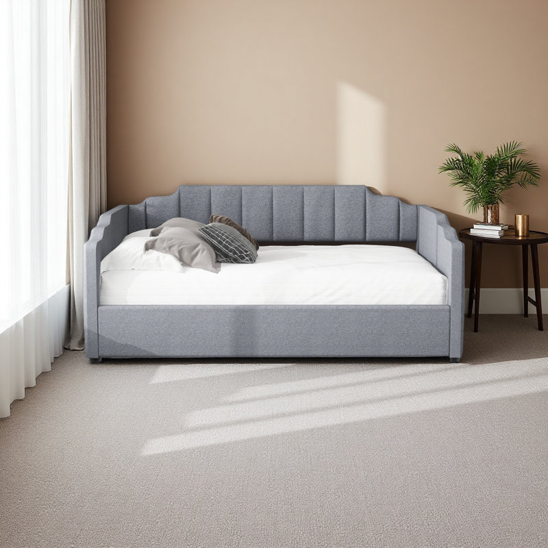 Upholstered Daybed With Underneath Storage, Gray, Full/Double