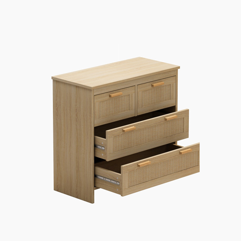 4 Drawers Rattan Cabinet,buffet table,credenza, Natural