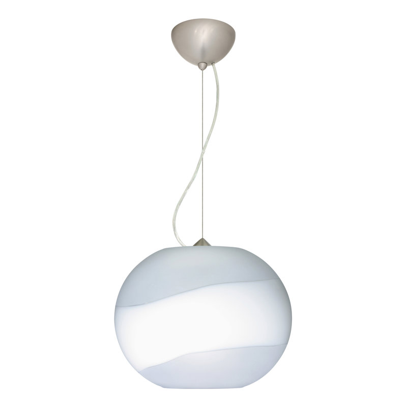 Luminaire suspendu à 1 lumière Jordo, Nickel satiné, Opale matte, Incandescent