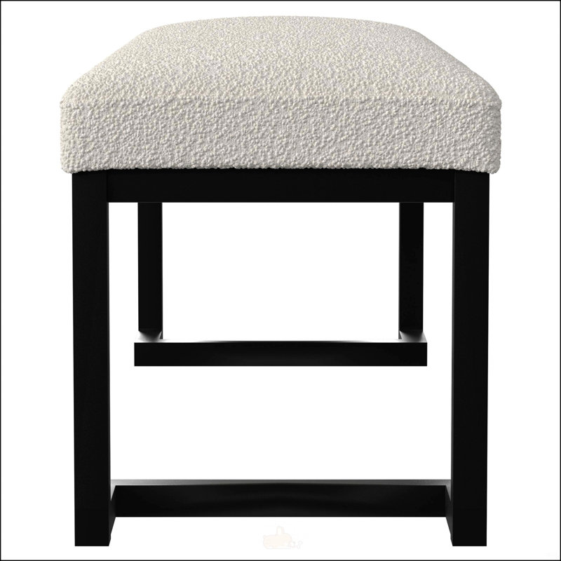 Mira Vanilla Boucle Upholstered Tufted Accent Bench With Durable Metal Frame And Soft Foam Cushioning