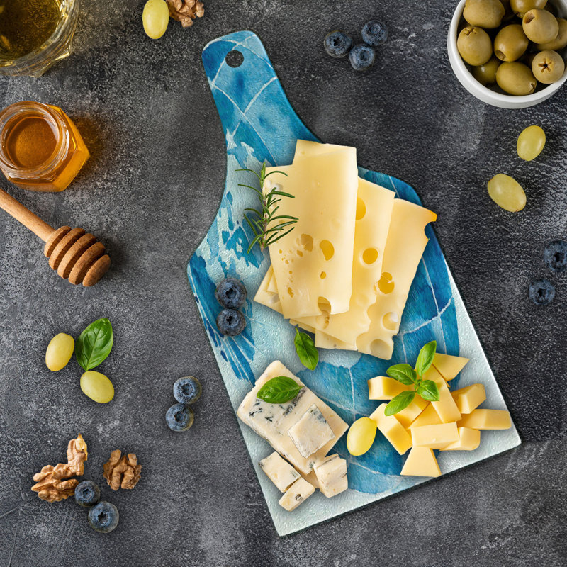 Ambesonne Map Tempered Glass Cutting Board Watercolor North America Blue White