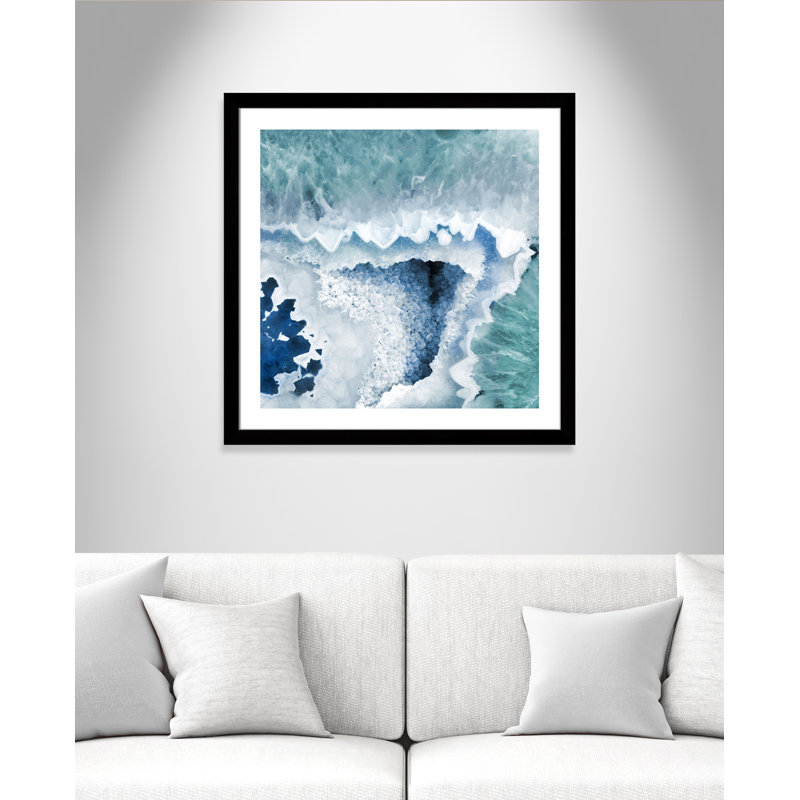 Ariana «Agate Blue and Turquoise I», impression encadrée, Argent brossé, H 33,5 po x l 33,5 po x P 1,25 po