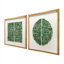 Ensemble de tableaux muraux sous verre avec accents de pierre et de velours, cadre en bois massif, design abstrait carré pour bureau moderne