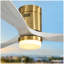 Ventilateur de plafond décoratif 52 pouces avec lumière DEL à intensité variable, télécommande 6 vitesses, 3 pales en bois massif, moteur à courant continu réversible pour le salon-1386033633-1386033638