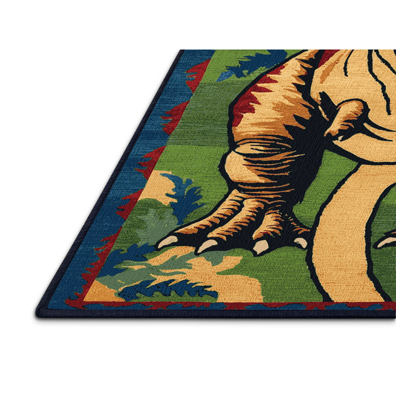 Tapis mauve à motif de dinosaures lavable à la machine, Rectangle 2 pi x 3 pi