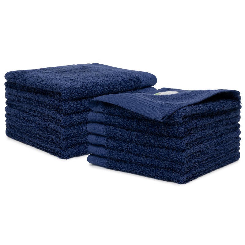 Ensemble de serviettes essuie-mains 100% coton 4 pièces Kendra, Bleu marine, 12
