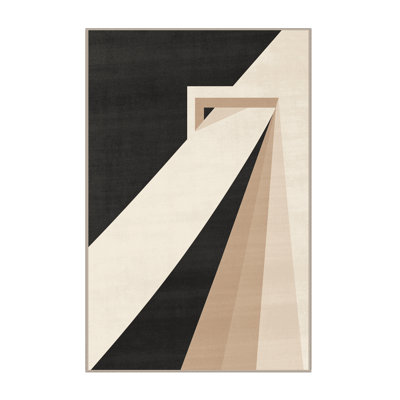 Machine Washable Aguilar Ski Jump Sleek & Chic Modern Rug in Beige – Beige Binding