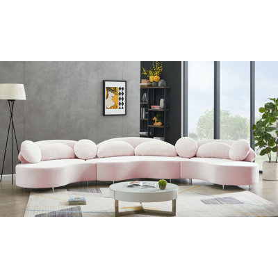 Enton 169" Wide Velvet Symmetrical Corner Sectional