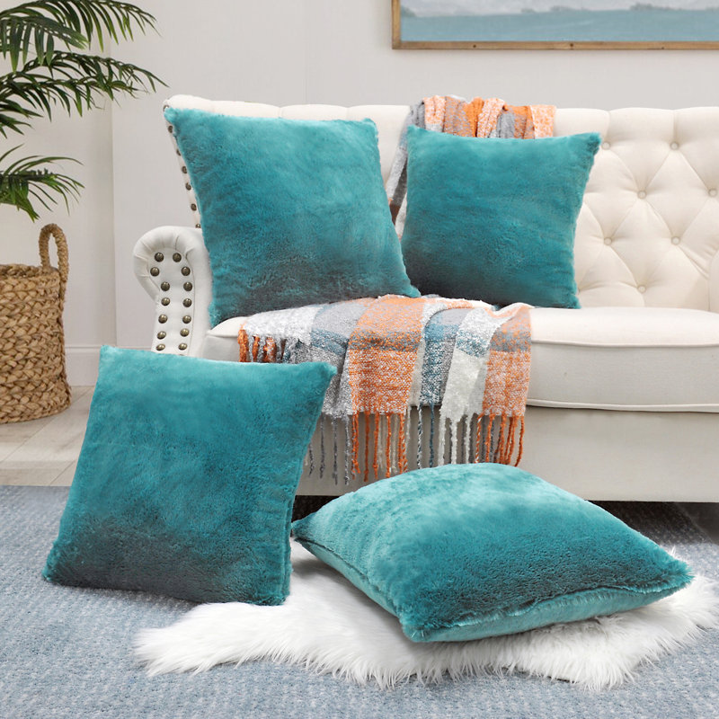 Housse de coussin réversible en fausse fourrure, Lac profond