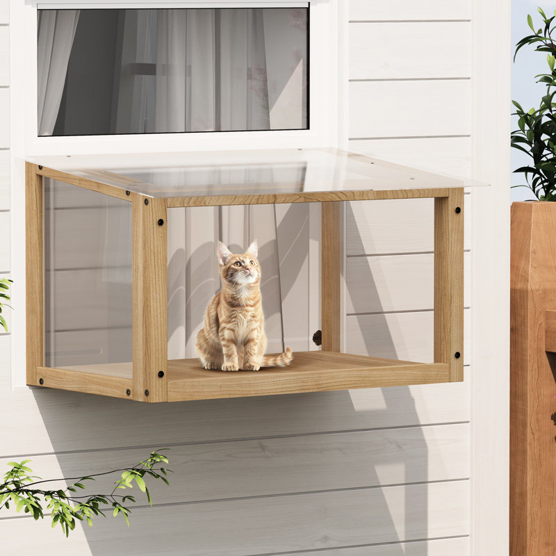 Boîte de fenêtre imperméable pour chat, convient aux chats d'intérieur, style décontracté, convient aux fenêtres avec une largeur de cadre extérieure de 24 pouces, toit pour maison facile à assembler, ouverture de ceinture minimale de 14 pouces, base sécurisée, design,