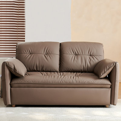 Modern Minimalist Cat-Scratch Resistant Leather Adjustable Sofa with Carbon Steel Frame