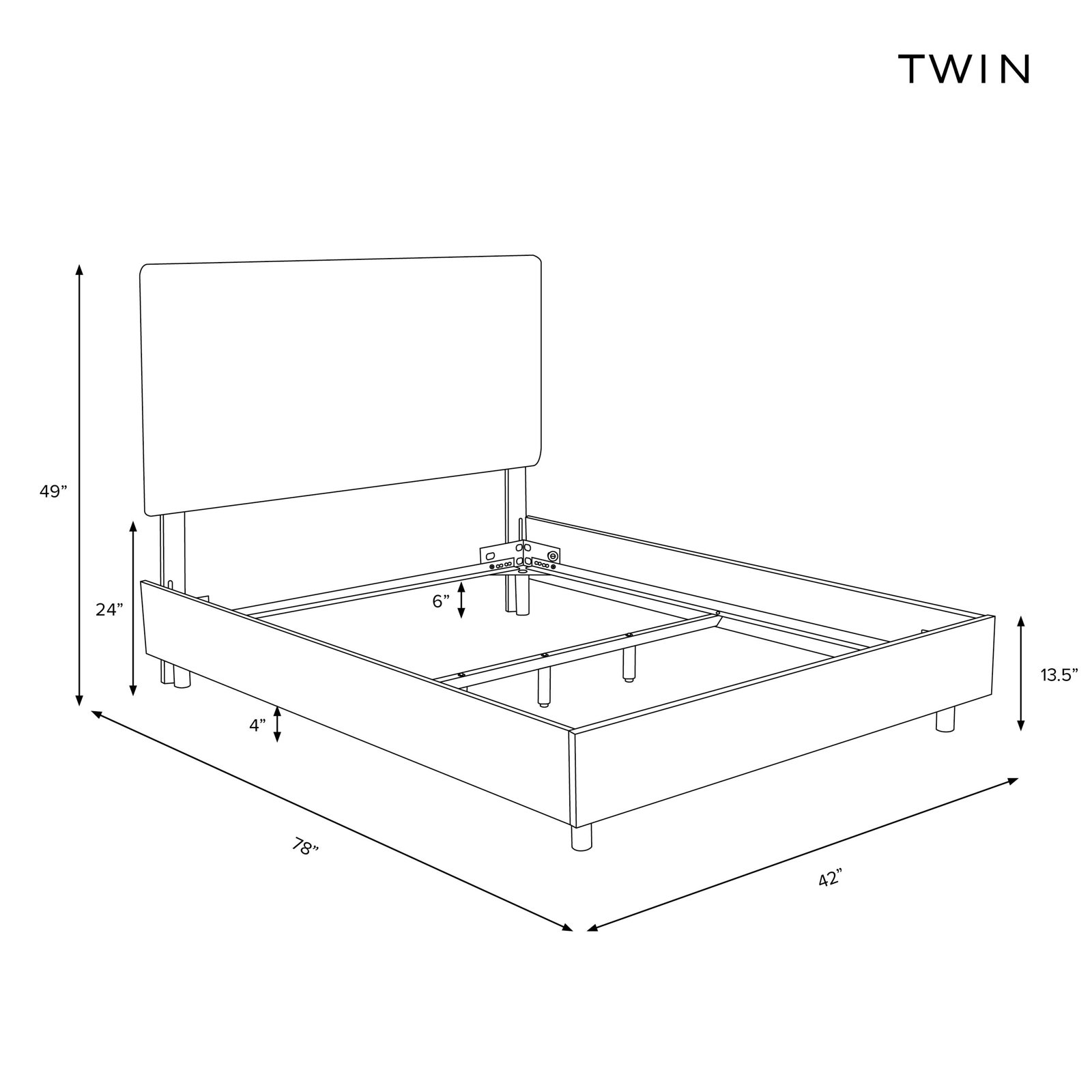 Eisley Upholstered Bed, Twin, Classic Otter Performance Velvet