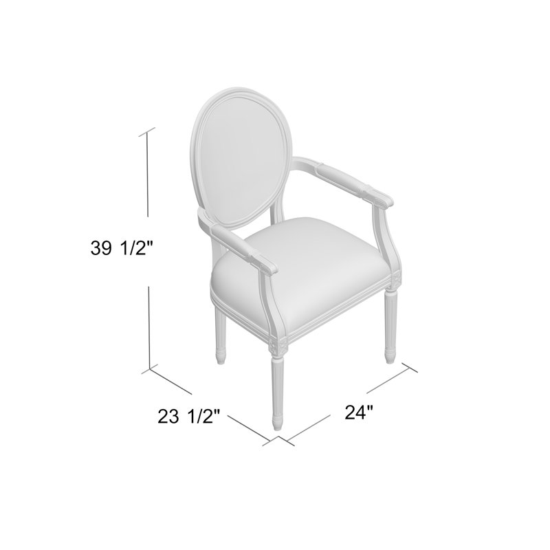 Helena Upholstered King Louis Back Arm Chair, Hazelnut, 3152 Putty