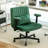 Green Velvet Criss Cross Armrest Office Chair, With Wheels - Modern For Home Office Meditation & Creative Work-1489068358