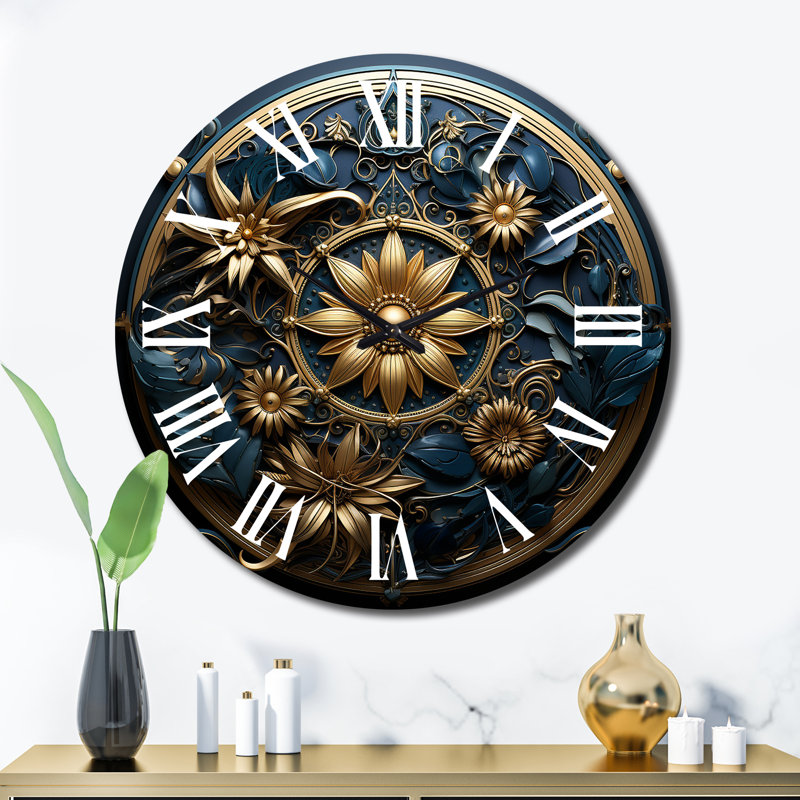 Rakiya - Abstract Botanicals Wall Clock, Extra Large