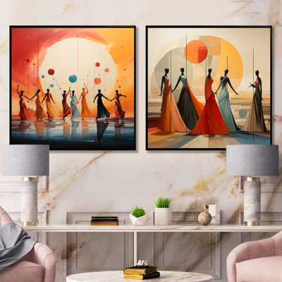 Ensemble de 2 impressions sur toile jaunes synchronisées