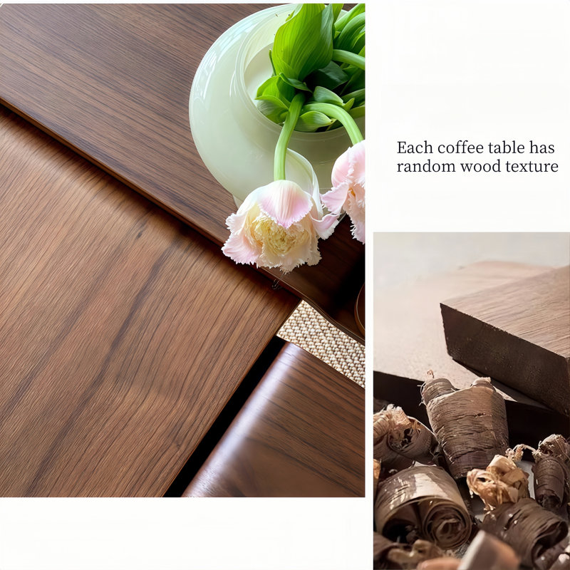 Black Walnut Square Coffee Table Modern Geometric Small Side Table