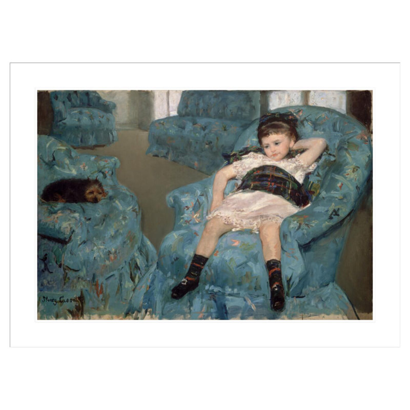 Petite fille dans un fauteuil bleu par Mary Cassatt, H 30,76 po x l 41,5 po