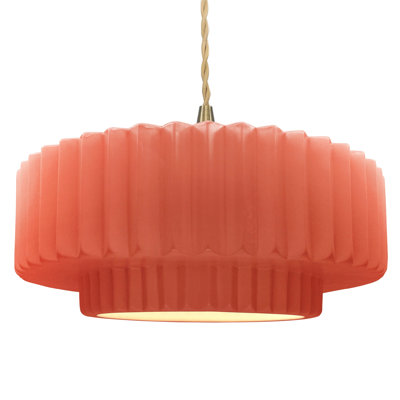 Gela 1 - Light Drum Pendant - Beige Twist Cord - Integrated LED