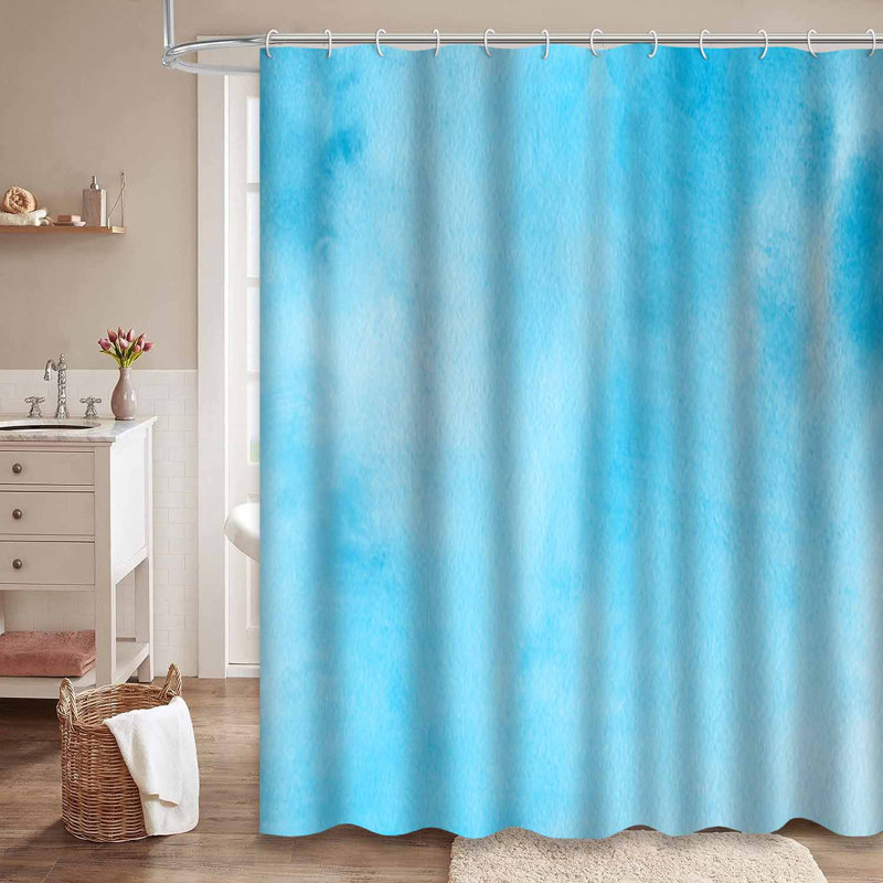 Rideau de douche aquarelle avec 12 crochets, L 72 po x l 78 po
