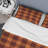 Brown and Orange Checked Tartan Polyester Plaid Duvet Cover Set
