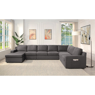 Canapé modulaire en U gris à 7 places Waylon