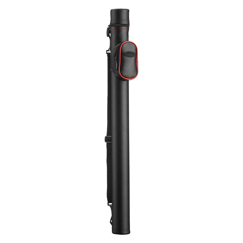 Black and Red Leatherette Cue Case with Hard Resin Shell