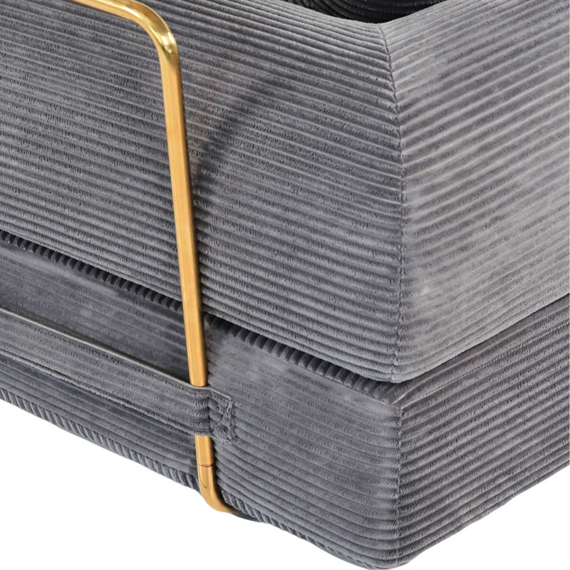 Lit convertible de 21 pouces, canapé sans os de 75 pouces, mousse à mémoire de forme, 2 oreillers, salon, gris cendré, microfibre, convertible 3 places compressé avec mousse et fausse fourrure, pour espaces polyvalents, tissu gris cendré.