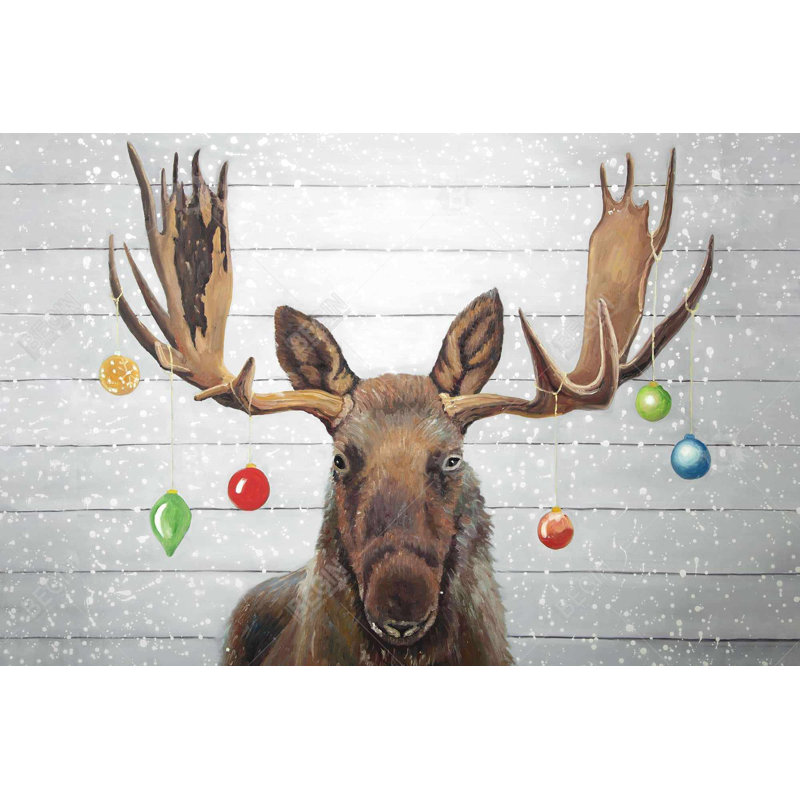 Orignal a des boules de Noël - art décoratif de toile de cerf, H 36 po x l 24 po