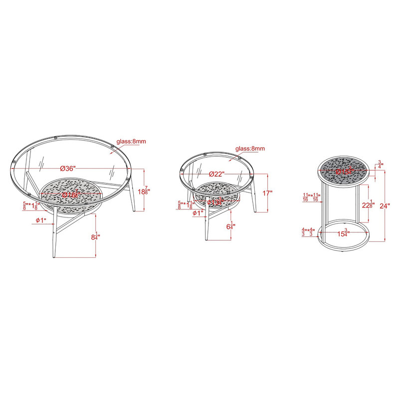 Nihi 3 - Piece Living Room Table Set