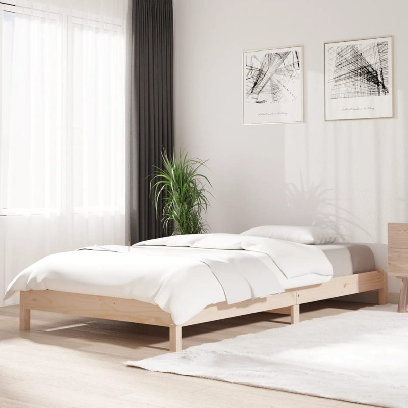 Jigme Solid Wood Bed, Brown, 96.5 x 196.5 cm