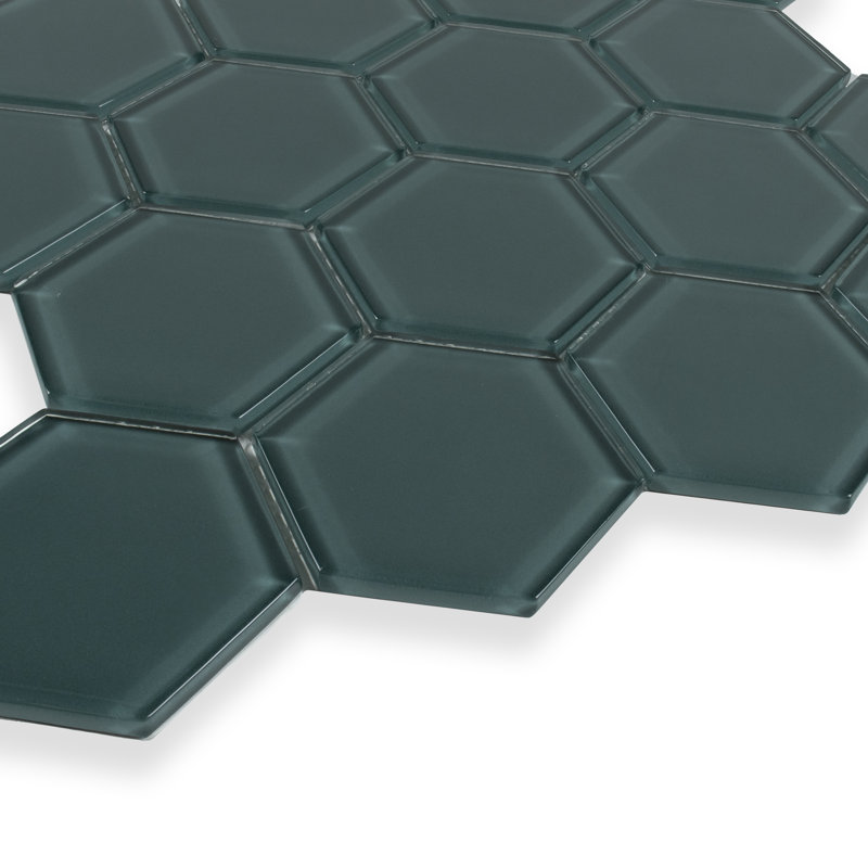 3" Beehive 10.25in.x11.75in. Glass Mosaic Tile, Marine Gloss