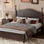 Structure de lit plateforme en bois, lit plateforme de style rétro avec support en lattes de bois