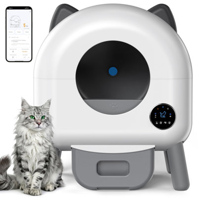 Bac à litière autonettoyant de 76 L avec contrôle par application, conception entièrement fermée, poubelle étanche de 15 L, veilleuse 7 couleurs, capteurs de sécurité pour les foyers avec plusieurs chats.