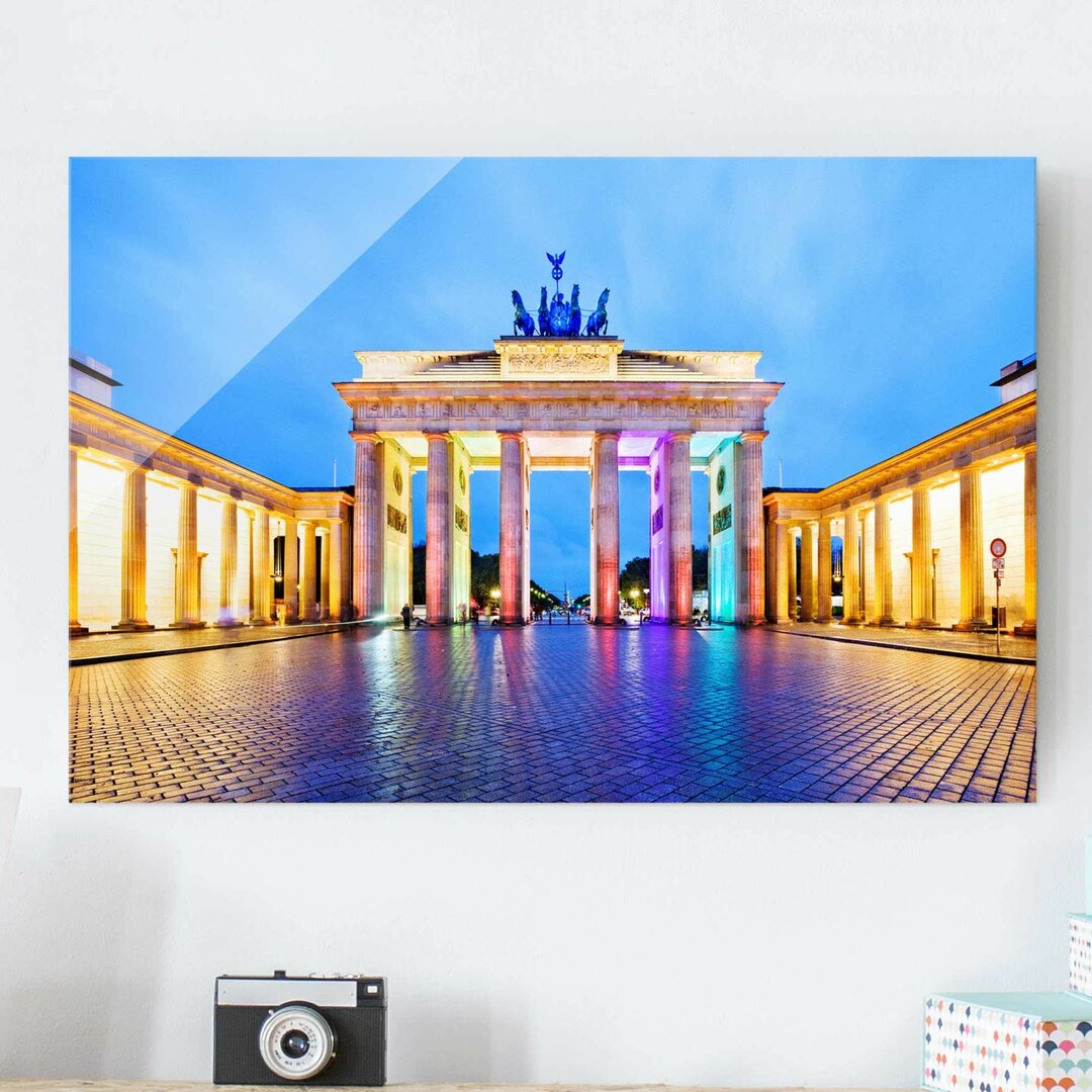 Glasbild Illuminated Brandenburg Gate