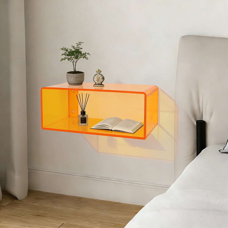 Table de chevet flottante en acrylique, Orange