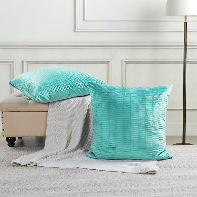Velvet Pleated Euro Pillow Cover, North Sea