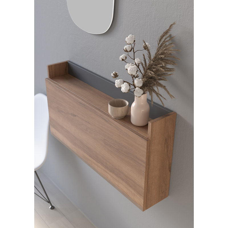 Caramie Writing Desk, Walnut/Jet Black