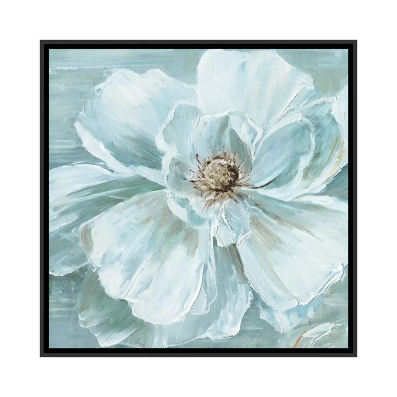 « blue becomin’beauté i », impression sur toile, H 18 po x l 18 po x P 1,5 po, Toile avec cadre noir, Pas de tapis