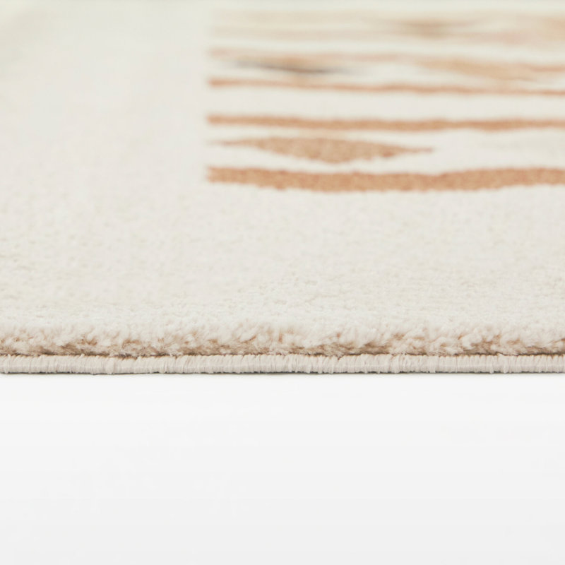 Beisel Beige/Brown Southwestern Modern Area Rug, Rectangle 5'3" x 7'