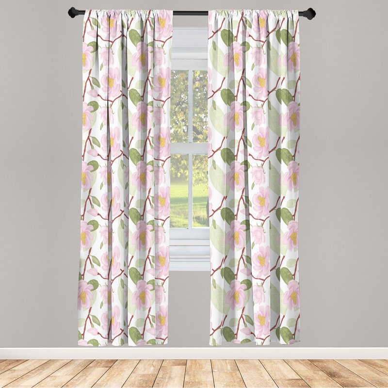Victorian Floral Semi-Sheer Rod Pocket Curtain Panels, 28" x 95"