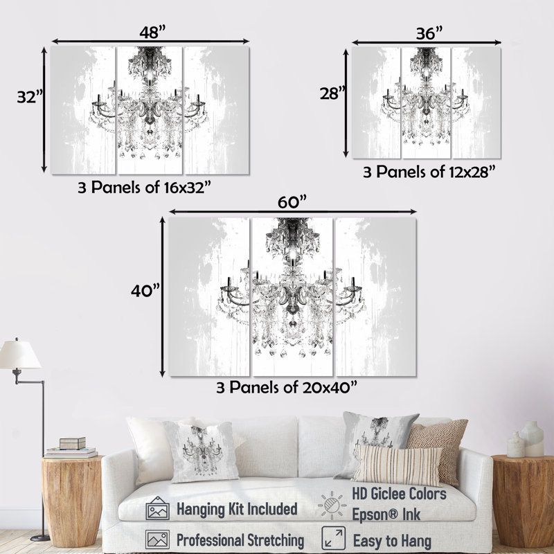 Epineux - Ensemble d'impressions murales lustre Glam, Toile tendue, H 40 po x l 60 po x P 1 po